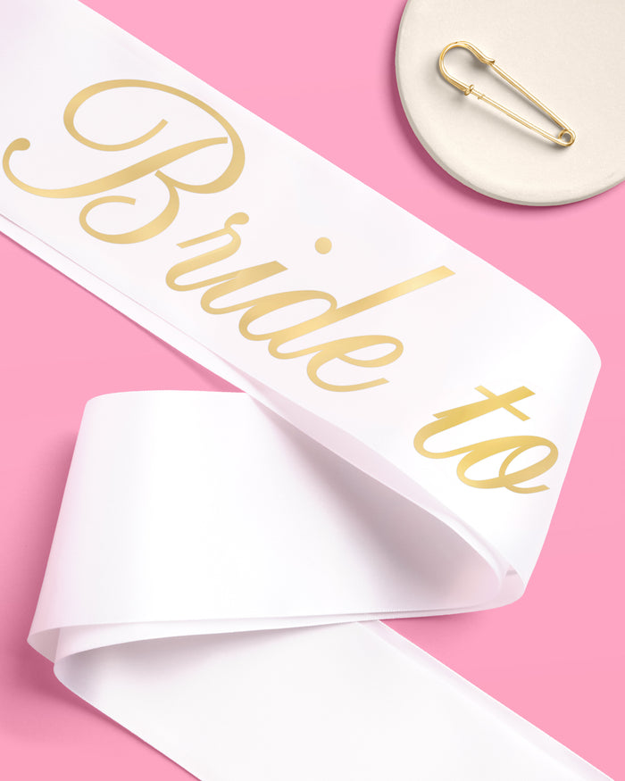 Bride and Groom Sash Duo - black + white satin sashes