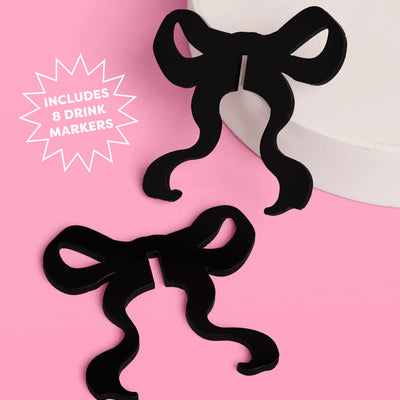 Little Black Bow Drink Markers - 8 drink markers