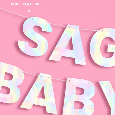 Sag Baby Banner - iridescent foil banner