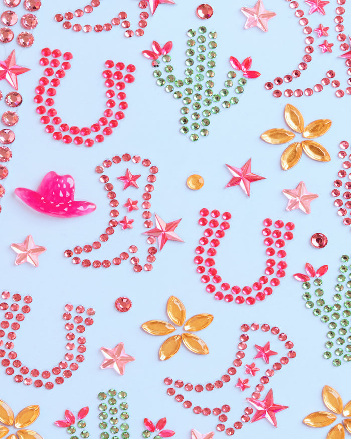 Western Cowgirl Gem Set - 44 adhesive face gems