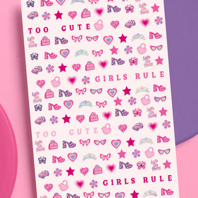 Pink Party Nail Stickers - 648 adhesive nail stickers