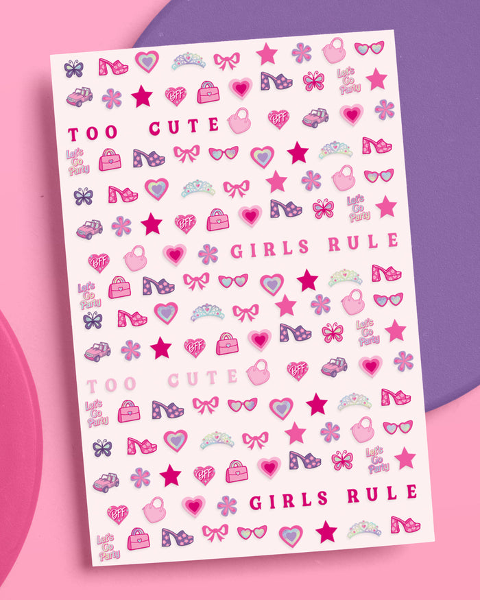 Pink Party Nail Stickers - 648 adhesive nail stickers