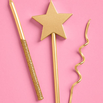 Metallic gold novelty candles for cakes and cupcakes
