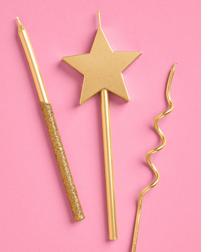 Metallic gold novelty candles for cakes and cupcakes