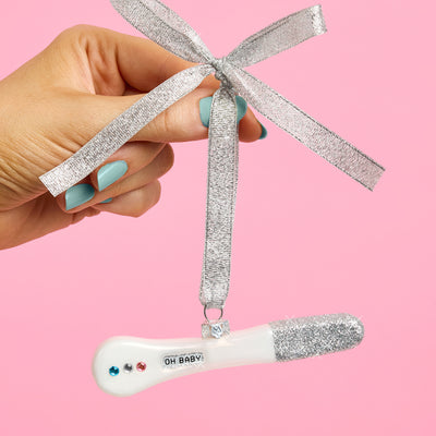 Oh Baby Pregnancy Test Ornament - glass ornament