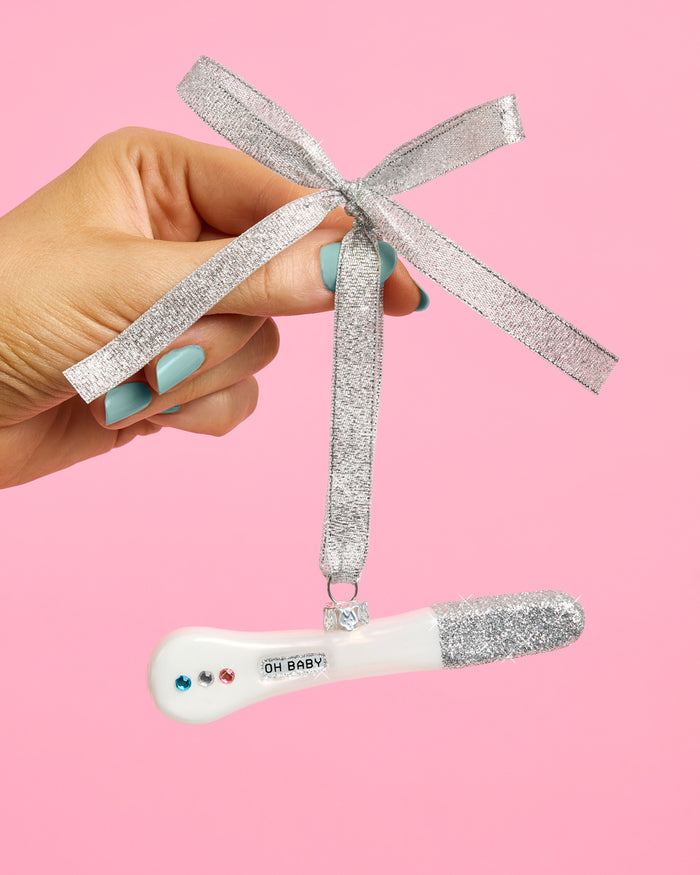 Oh Baby Pregnancy Test Ornament - glass ornament