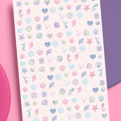 Pearlescent Mermaid Nail Stickers - 584 adhesive nail stickers