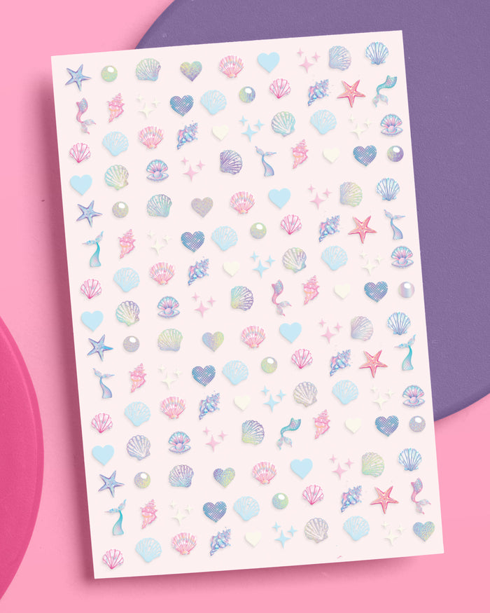 Pearlescent Mermaid Nail Stickers - 584 adhesive nail stickers