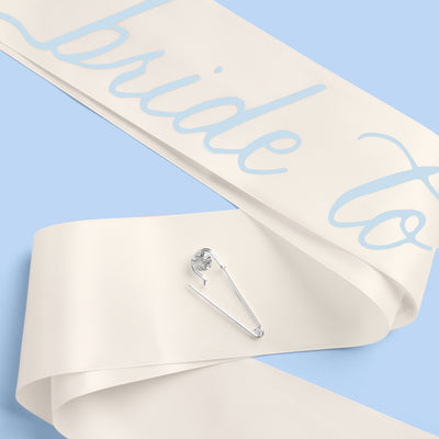 Coastal Bride Sash - ivory + blue satin sash
