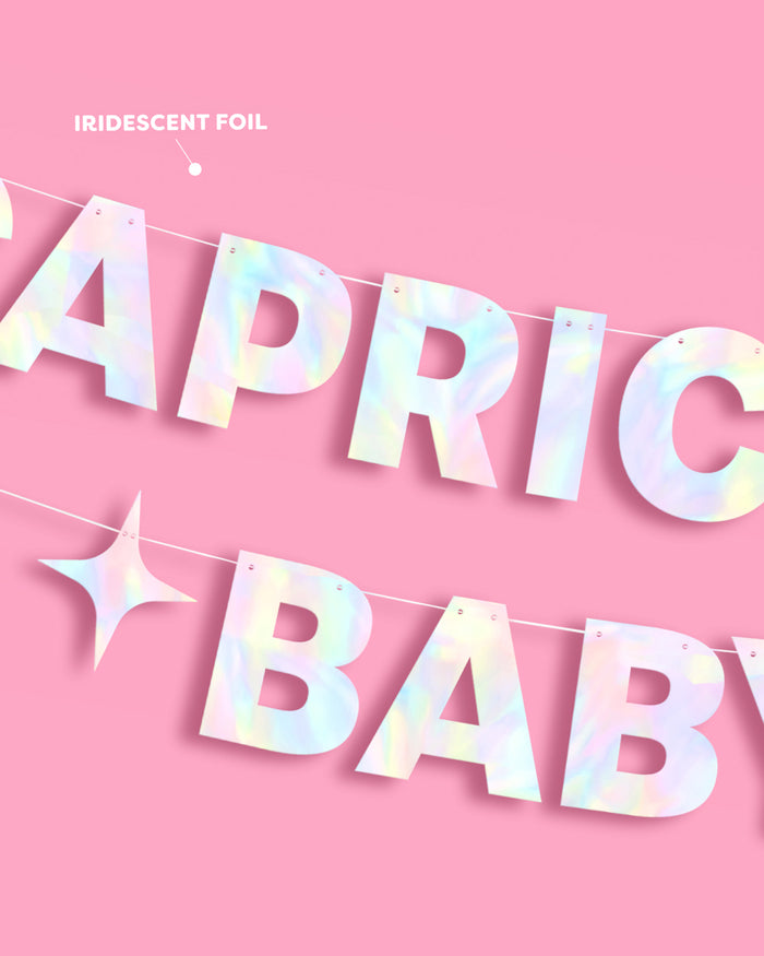 Capricorn Baby Banner - iridescent foil banner