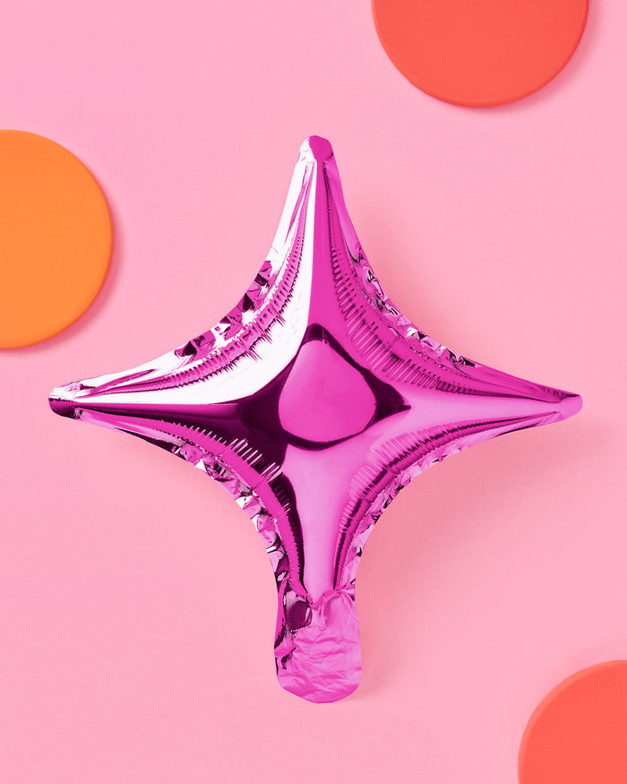 Pink Sparkle Balloon - 6 pc silver foil set