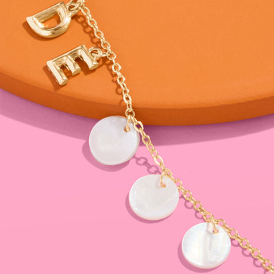 Bride Anklet - gold + mother of pearl discs