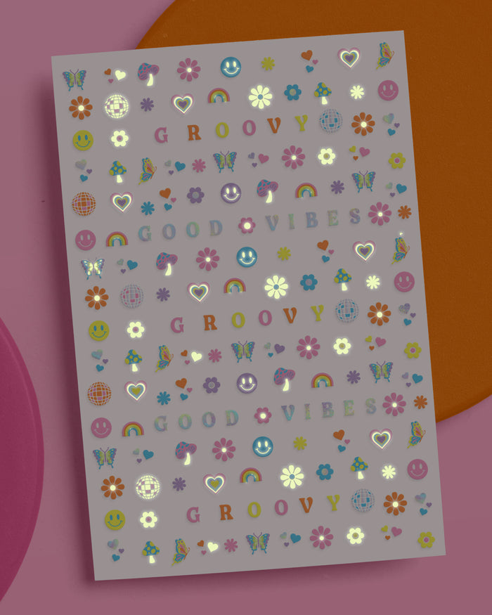 Groovy Glow Nail Stickers - 692 glow in dark stickers