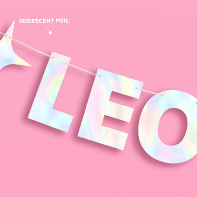 Leo Baby Banner - iridescent foil banner