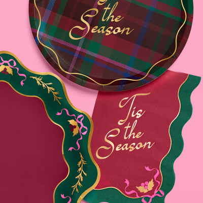 Tis the Season Plate Set - 32 paper plates, 2 sizes