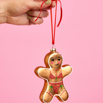 Naughty Gingerbread Ornament - Glitter Holiday Ornament