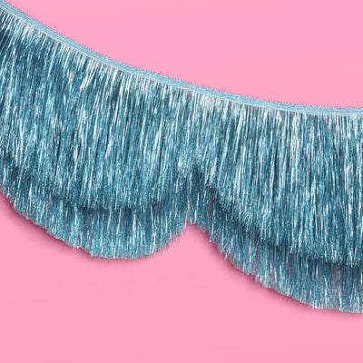 Blue Scallop Fringe Banner - iridescent banner