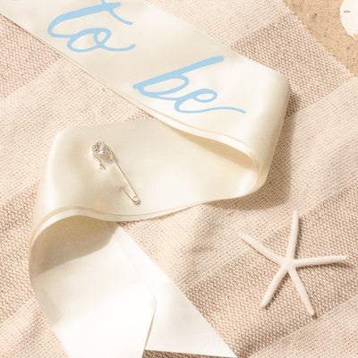 Coastal Bride Sash - ivory + blue satin sash