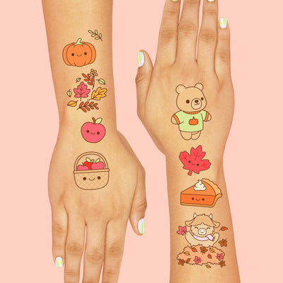 Fall Kawaii Tattoos - 58 temporary tattoos