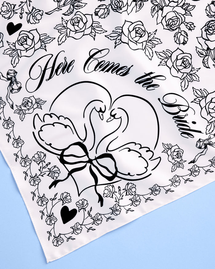 Classic Bride Headscarf - white silk bride head scarf