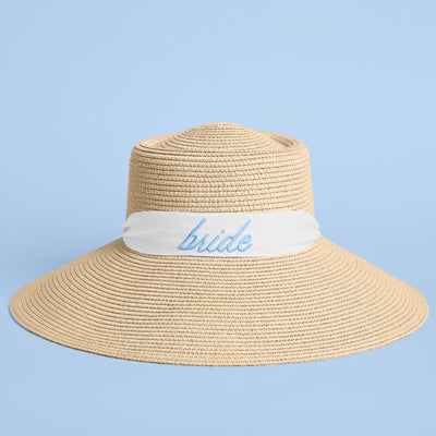 Bride Sun Hat - embroidered straw hat