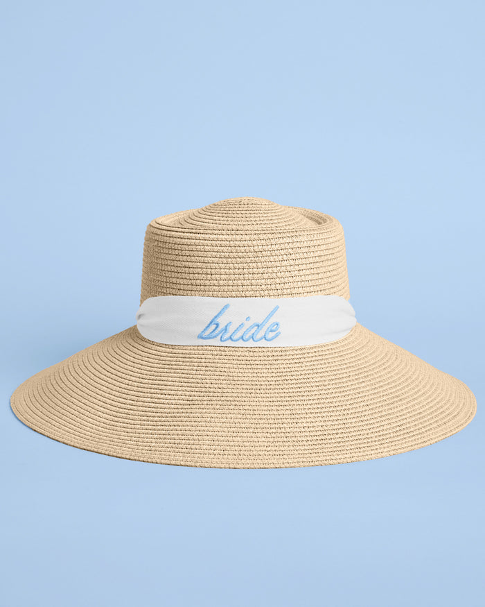 Bride Sun Hat - embroidered straw hat