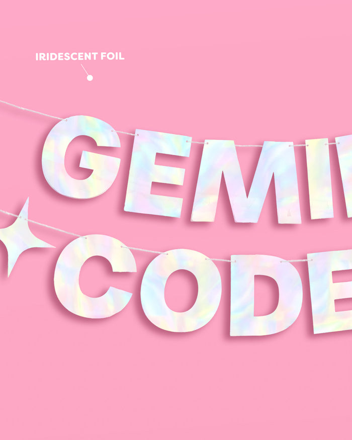 Gemini Coded Banner - iridescent foil banner