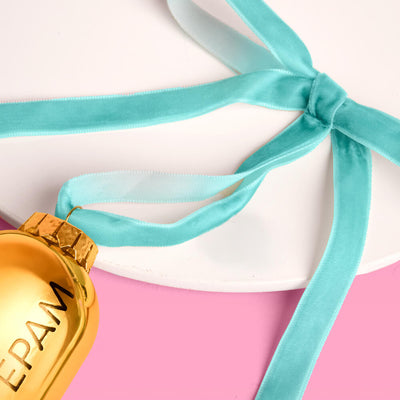 Lorazepam Ornament - gold and clear ornament