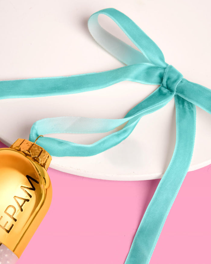 Lorazepam Ornament - gold and clear ornament