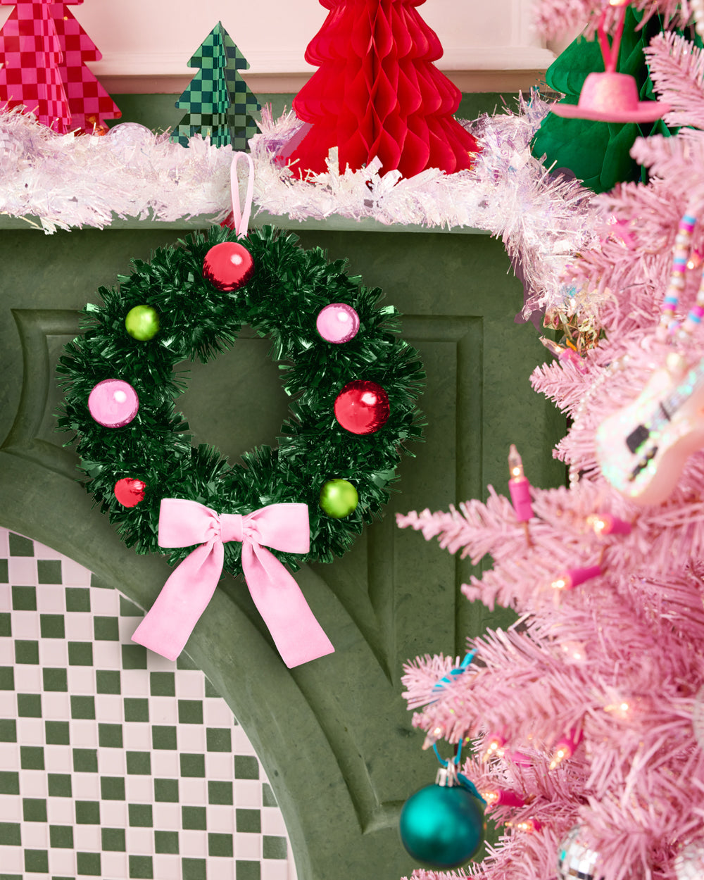Pinkmas Wreath - iridescent mini wreath