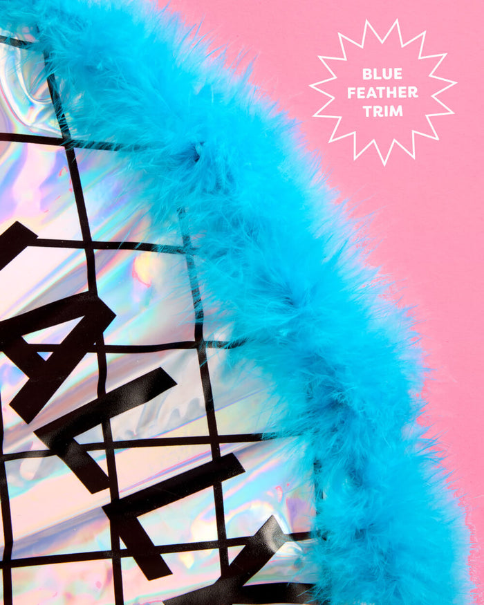 Disco Occasionally Fan - iridescent feather hand fan