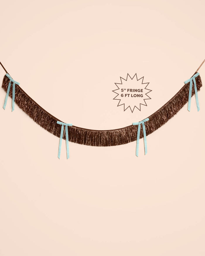 Espresso Bow Banner - fringe + velvet bows