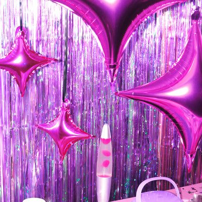 Pink Sparkle Balloon - 6 pc silver foil set
