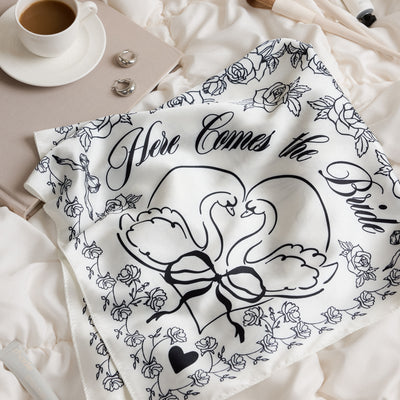 Classic Bride Headscarf - white silk bride head scarf