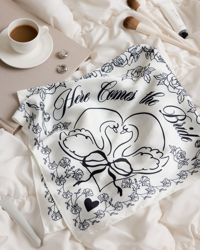 Classic Bride Headscarf - white silk bride head scarf