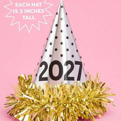 2027 NYE Mini Party Hats - 10 paper cone hats