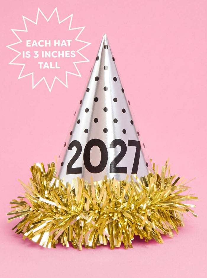 2027 NYE Mini Party Hats - 10 paper cone hats