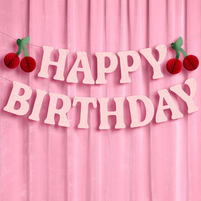 Cherry Bday Banner - 3D glitter banner