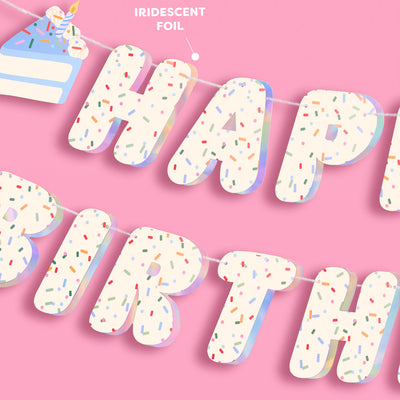 Bday Cake Banner - iridescent foil banner