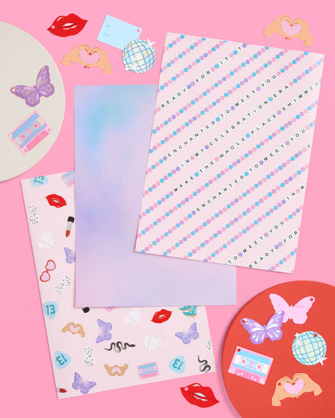 Gifting Era Wrapping Paper - 12 sheets + 16 tags | xo, Fetti
