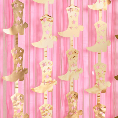 Gold Cowgirl Curtain Pack - cowgirl boot + fringe curtains
