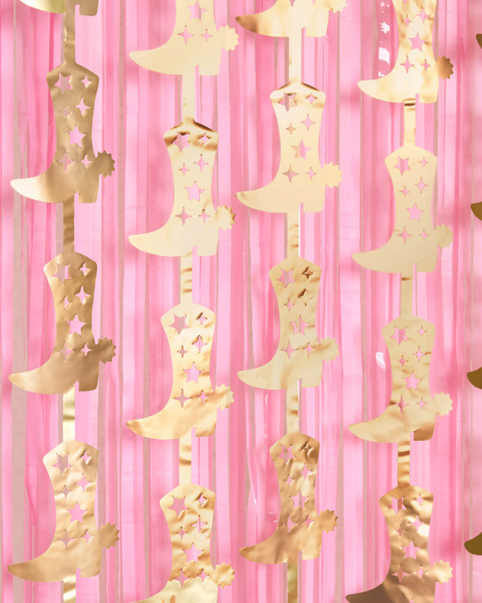 Gold Cowgirl Curtain Pack - cowgirl boot + fringe curtains