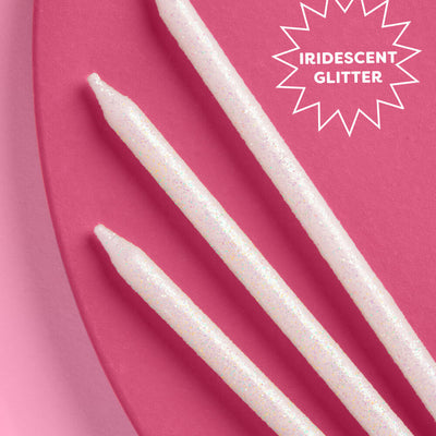 White Glitter Candles - 10 glitter candles