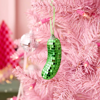 Disco Pickle Ornament - green disco ornament
