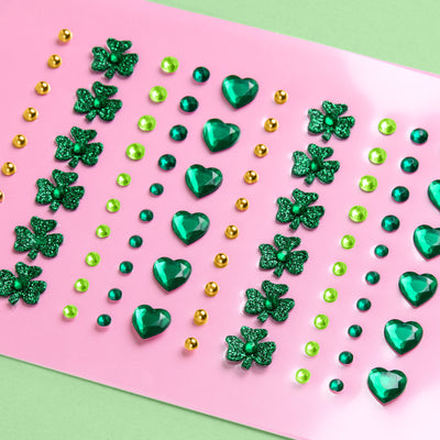 St Patty's Face Gems - 84 adhesive face gems