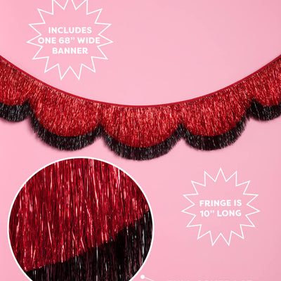 Scallop Fringe Banner - black + red foil banner