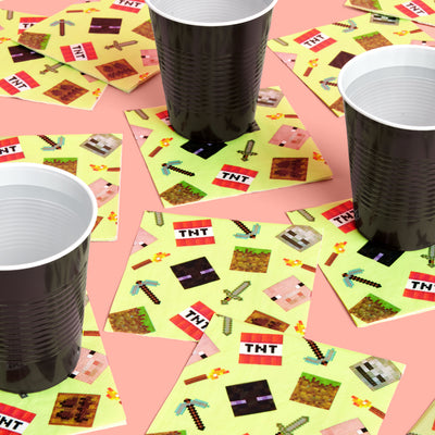 Pixel Mining Gamer Napkins - 25 paper napkins