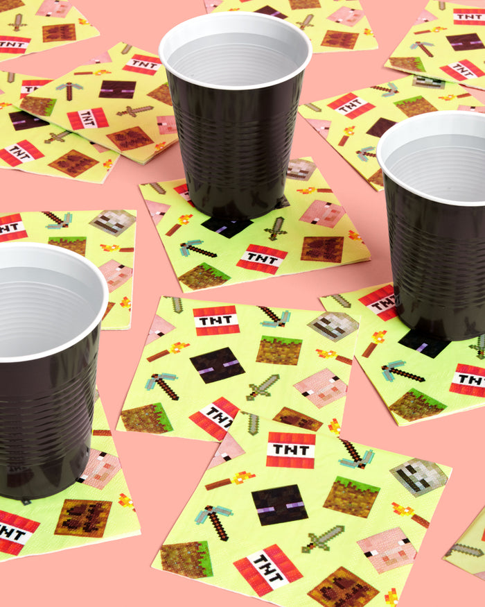 Pixel Mining Gamer Napkins - 25 paper napkins