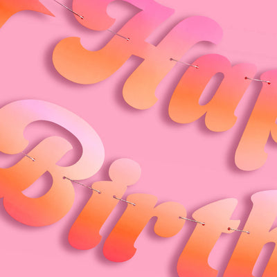 Happy Birthday Banner - pink + orange birthday banner