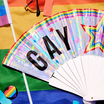 Pride Gay Icon Fan - iridescent folding fan